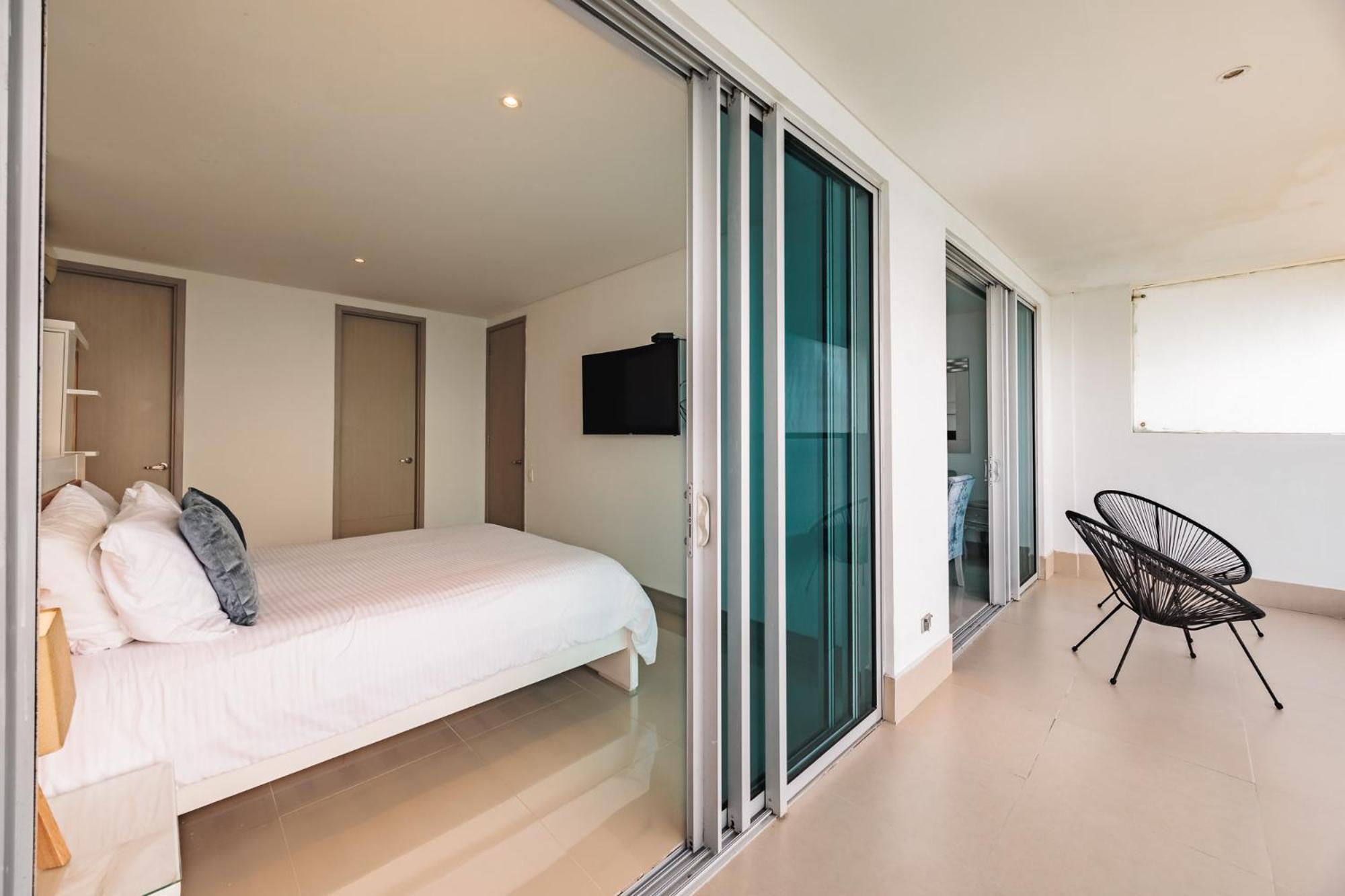 Apartamento Acogedor Apto De 1 Con Vista De Primera Clase Al Oceano Cartagena