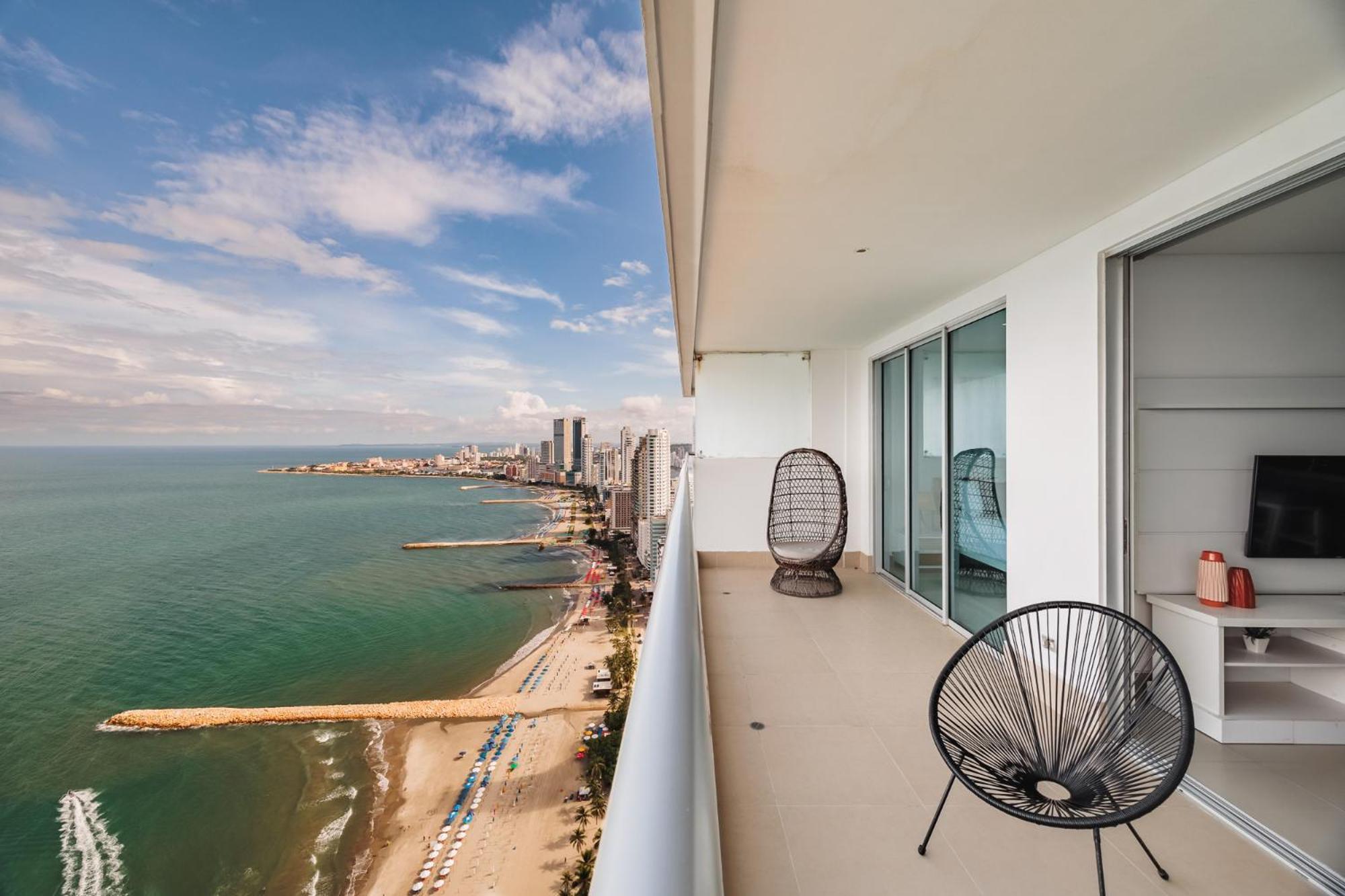 Acogedor Apto De 1 Con Vista De Primera Clase Al Oceano * Cartagena